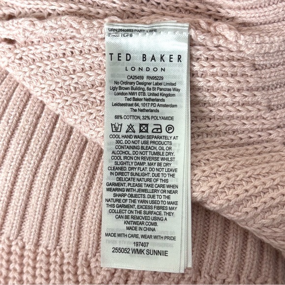 NWT TED BAKER Ballerina Pink Knit Crewneck Structured Sleeve Pullover‎ Sweater S - Picture 8 of 8